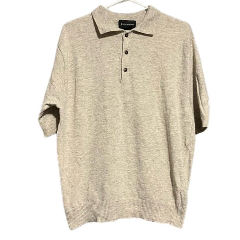 Conte Di Milano Men's Wool Cream Polo Shirt MEDIUM